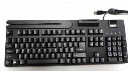 Keyboard with Biometric Fingerprint Scanner Mechanical Secure Card Reader Free SDK 104 Keys Plug and Play,internet Keys Wired
